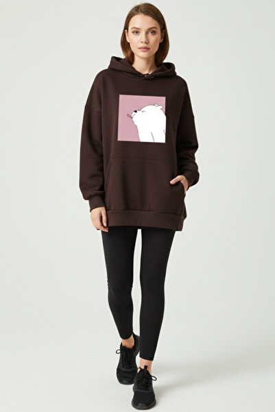 UNCİA OUTDOORS Λευκό γυναικείο φούτερ με κουκούλα