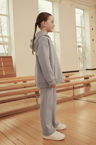 Minipodyum Σετ αθλητικής φόρμας με κουκούλα και τσέπη καγκουρό για κορίτσια