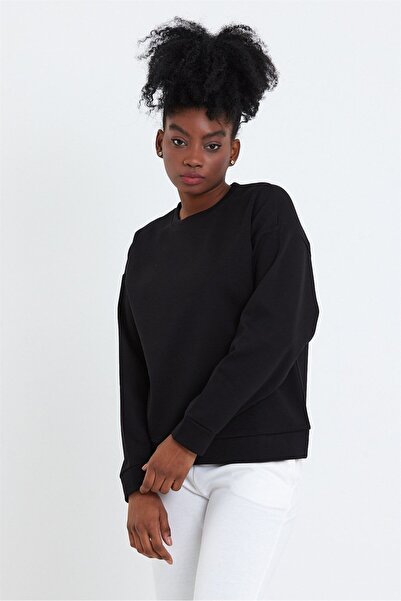 VENA Γυναικείο βαμβακερό φούτερ Crew Neck - Μαύρο