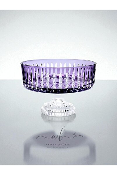 Akden Kristal Crystal Cutting Decor Handworked Colorful Glass Bowl
