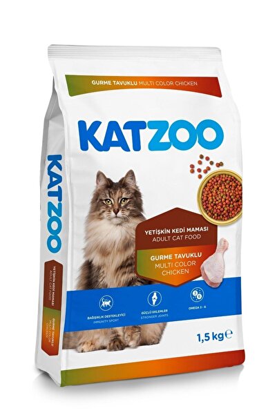 katzoo Yetişkin Kedi Kuru Mama 1,5 Kg x 12 | Tavuklu Gurme | Ekonomik Çoklu P...