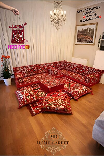 mdhomecarpet ANADOLU ŞARK KÖŞESİ 11 PARÇA SÜNGERLİ MİNDER TAKIMI