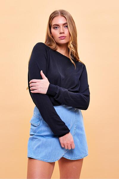 VENA Sarah Bisiklet Yaka Basic Triko Kazak-Lacivert