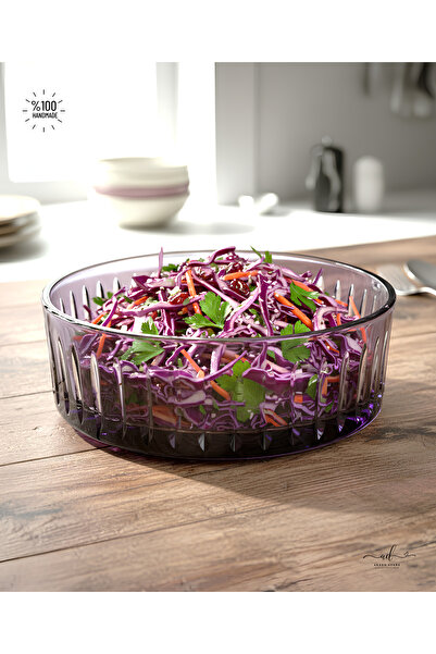 Akden Kristal Crystal Cutting Decor Handworked Colorful Glass Bowl