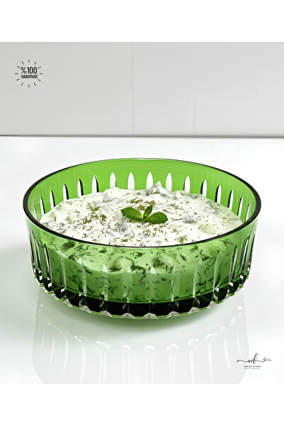 Akden Kristal Crystal Cutting Decor Handworked Colorful Glass Bowl