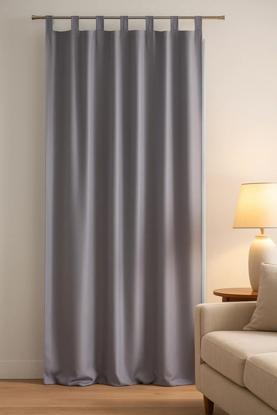 Douceur D'INTERIEUR Curtain with loops, 140 x 260 cm, microfiber, dark gray