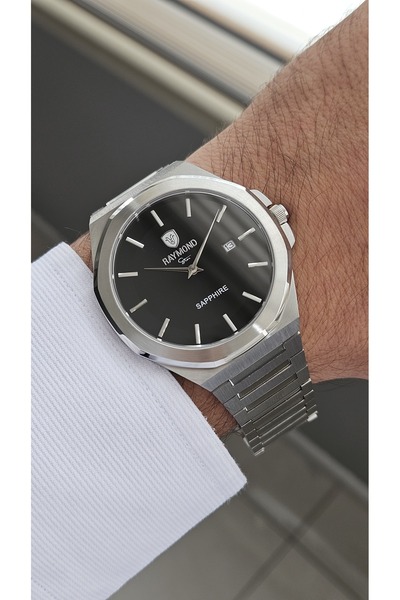 Raymond Rym-611505M Slim Men's Watch - Steel Case and Strap - 2 Years Warranty Ss-Bk