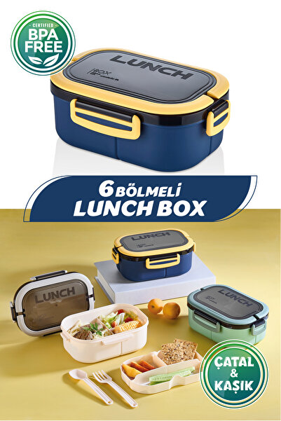 M&L LUNCH BOX 6 Bölmeli Taşınabilir Yemek Kabı Lunch Box Diyet Beslenme Kutus...