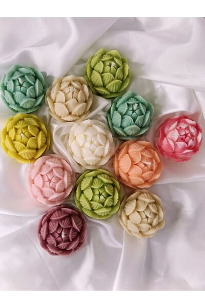 NİLCANDLE Çiçek Detaylı Lavanta Kokulu El Yapımı Doğal Soya Mum- Dekoratif ve Hediyelik