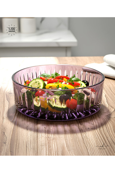 Akden Kristal Crystal Cutting Decor Handworked Colorful Glass Bowl