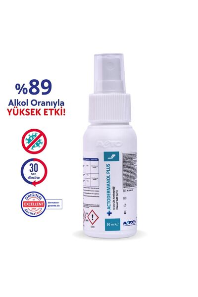 Actodermanol ® Plus 50 ml | El Ve Cilt Antiseptiği %89 (V/V) Etanol
