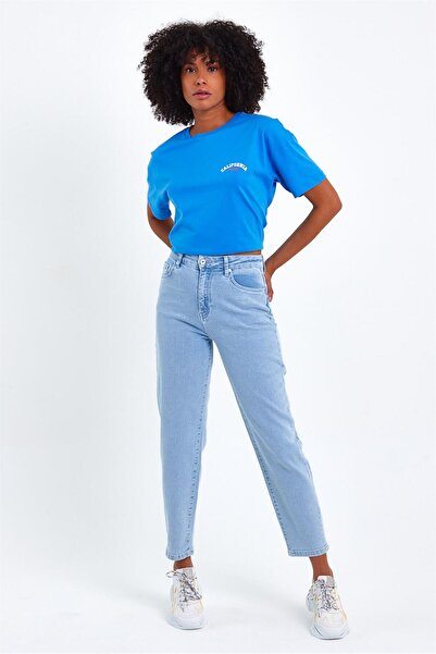 VENA Maria Sky Blue Slim Mom Jean Pantaloni - Sky Blue