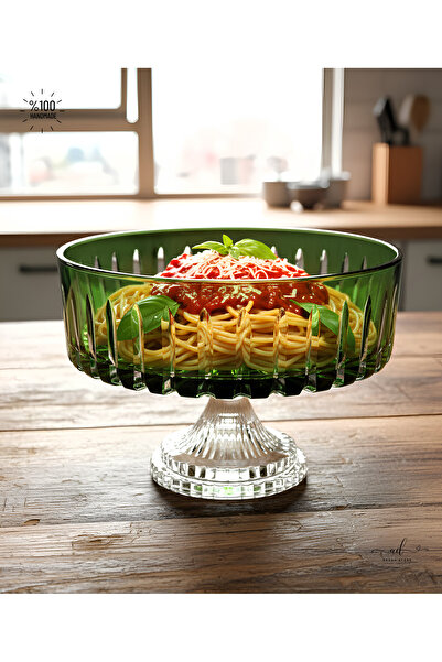 Akden Kristal Crystal Cutting Decor Handworked Colorful Glass Bowl