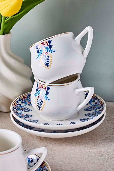 Perotti Mavibahçe 6 Kişilik Porselen Kahve Fincanı Takımı