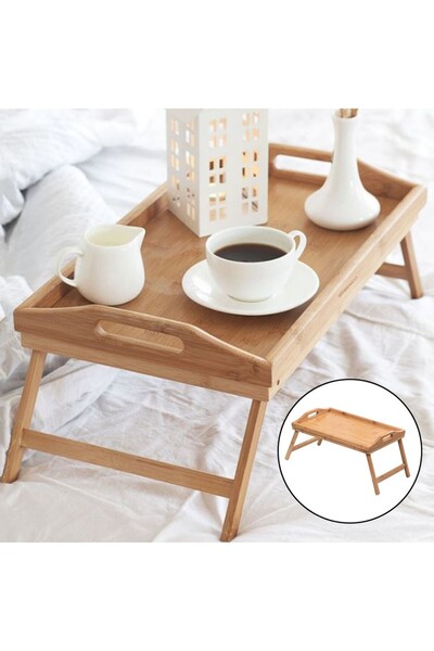 ALLEGRI Bamboo Luxury Folding Footrest Bed Enjoyment Tray Thick Material Qual...
