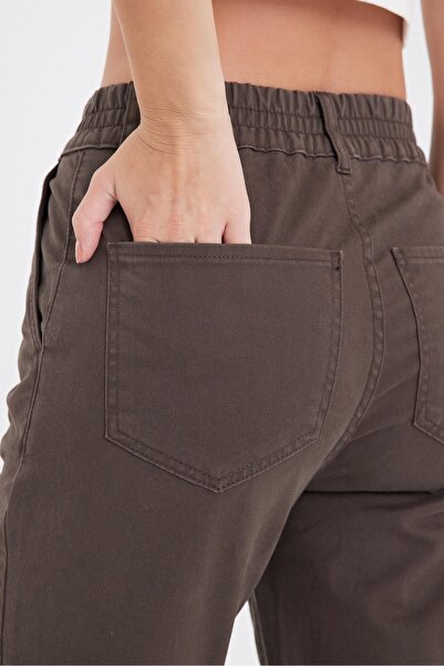 VENA Παντελόνι Gabardine με ελαστική μέση Norah - Ξυλόφλοιο