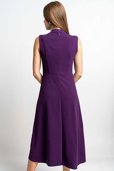 Nichii Women's Sleeveless Plain Midi Dress with Waist Detail