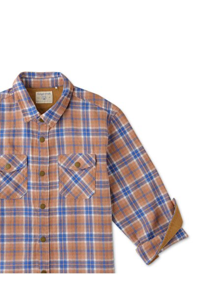 Gingersnaps Boys' Woven Checkered Polo Shirt with Chest Pockets