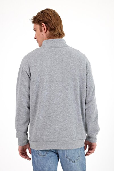 VENA Bruce Dik Yaka Yarım Fermuarlı Sweatshirt-Gri Melanj