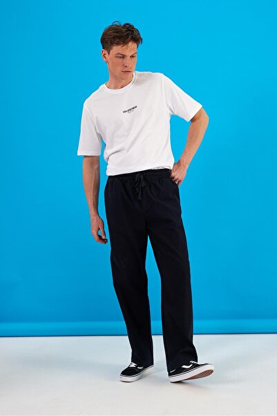 VENA Steve Straight Leg Textured Beach Pants-Μαύρο