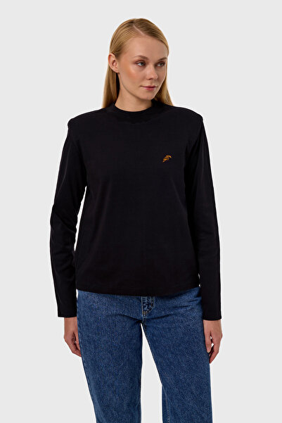 qanpaq Tumecy - Black Women's Embroidered Snap Padded Long Sleeve Basic