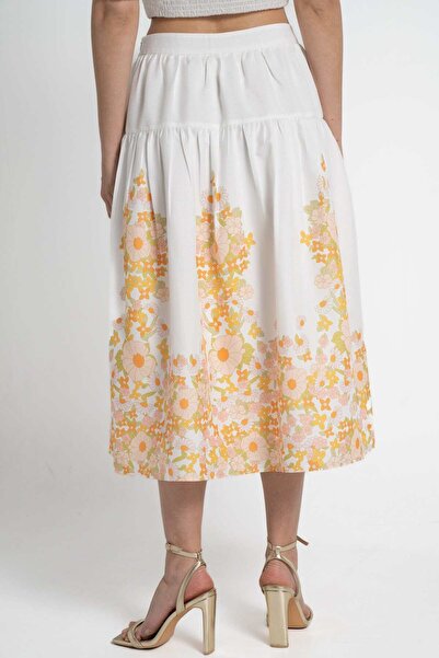 mica Women's Midi Skirt with Floral Design