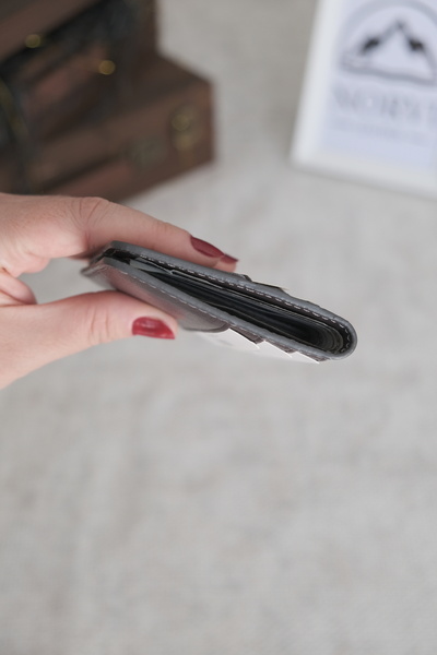 Norvi Leather Genuine Leather Slim Card Holder Gray