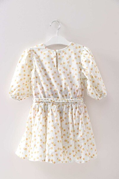 Gingersnaps Girls' Floral Dress with Waist Belt and Long Sleeves