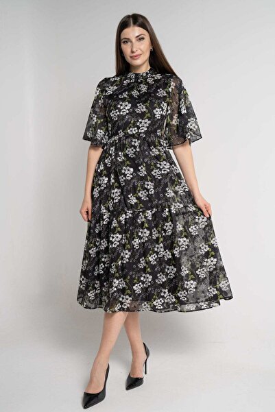 mica فستان ميدي بأكمام فراشة مزين بالزهور للنساء