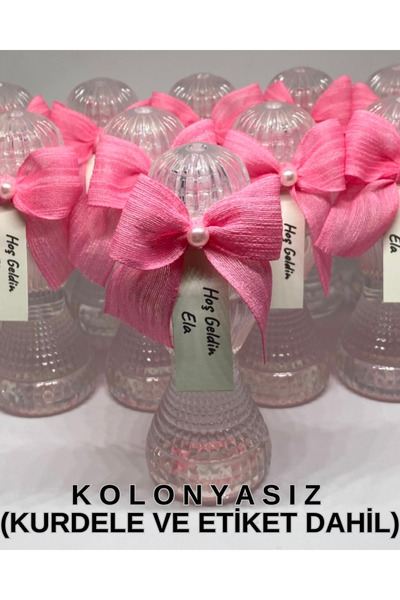 MayaArtDesign (40 ADET) Pembe Keten Kurdeleli-Etiketli Boş Kolonya Şişesi Tıp...