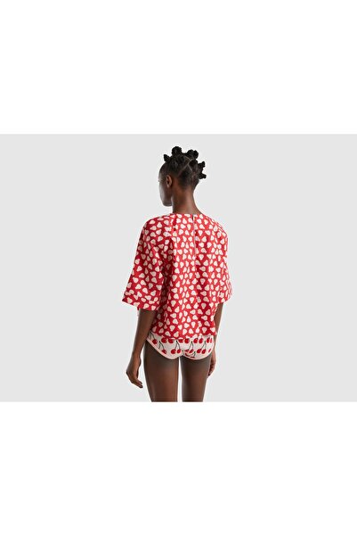 United Colors of Benetton Red Women's Blouse with Pear Print