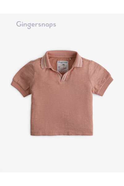 Gingersnaps Short Sleeve Polo Shirt with Striped Collar