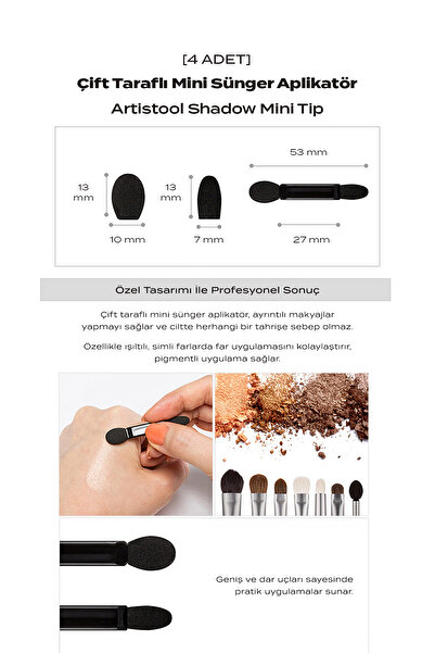 Missha Çift Taraflı Mini Sünger Aplikatör (4adet) Artistool Shadow Mini Tip (4pcs)