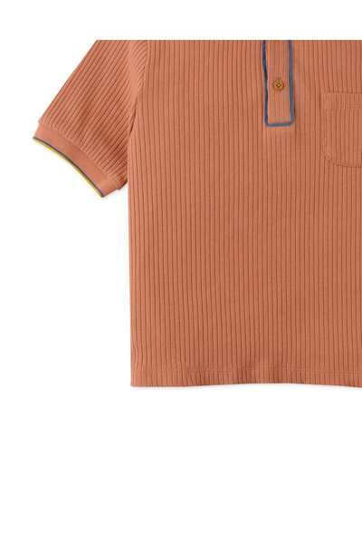 Gingersnaps Boys' Ribbed Polo T-Shirt with Front Pocket, Short Sleeve