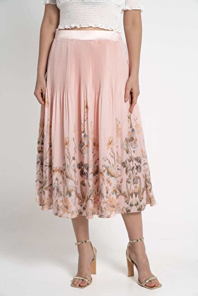 mica Women's Floral Print Midi Skirt