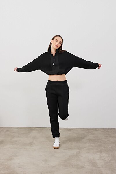 VENA Brenna Elastic Leg Sweatpants - Black