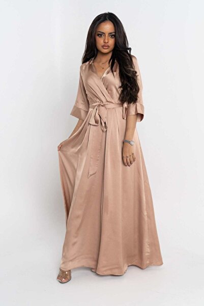 Nichii Solid 3/4 Sleeve Jumpsuit with Waist Belt & Wide Leg Pants