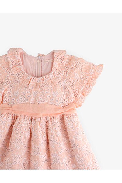 Gingersnaps Girls' Lace Dress with Waist Tie and Short Sleeves