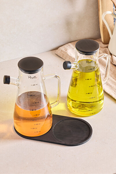 Perotti Gael Black 2’li 900 ml Tepsili Yağlık-Sirkelik Seti 3 Parça Borosilikat