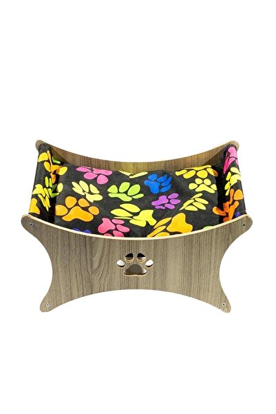 PATICOOL Renkli Patili Kedi Köpek Hamağı – Ahşap Gövde, Dayanıklı Kumaş, Hedi...
