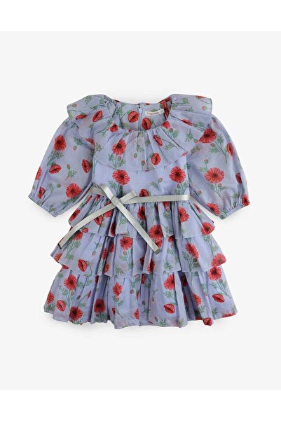 Gingersnaps Layered Floral Girls' Dress with Ruffled Collar