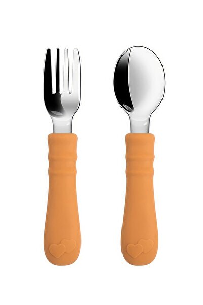 Chavin 304 Çelik Turuncu Bebek Kaşık ve Çatal Set cin930tr