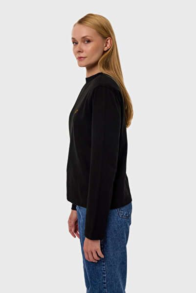 qanpaq Tumecy - Black Women's Embroidered Snap Padded Long Sleeve Basic