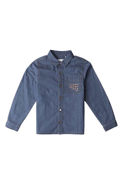 Gingersnaps Boys' Long Sleeve Denim Polo Shirt with Front Buttons