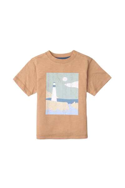 Gingersnaps Boys' T-Shirt with Front Print and Round Neck, Short Sleeves