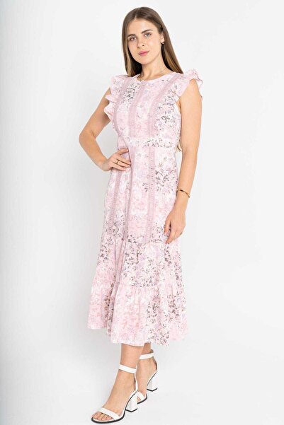 mica فستان ميدي بدون أكمام بطبعة الفراشة