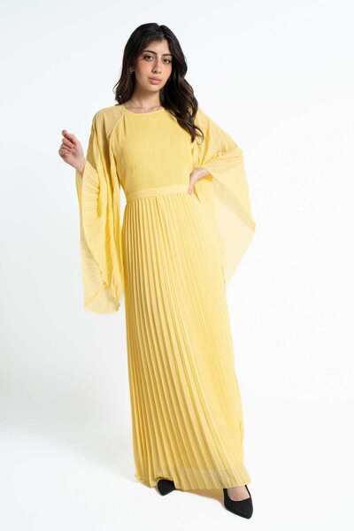 mica فستان ماكسي طويل مطوي بأكمام فراشة للنساء