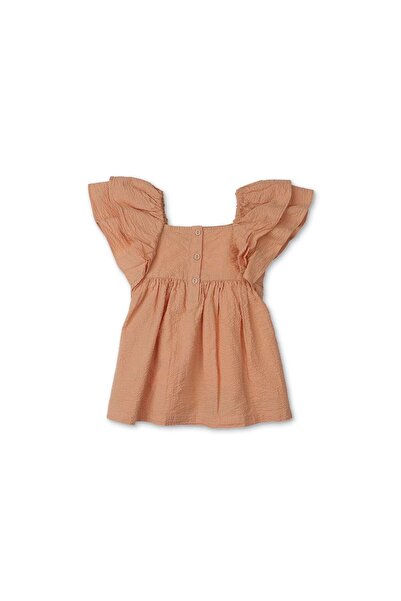 Gingersnaps Girls' Solid Ruffled Dress with Gathered Chest for Infants