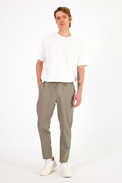 VENA Alfred Beli Lastikli Summer Gabardin Pantolon - HAKİ