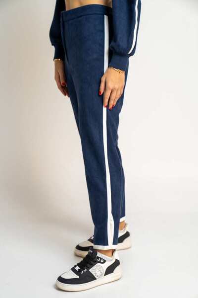 Nichii Solid Long Women's Pants with Bottom Stripe